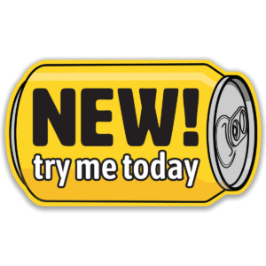 New! Try Me Today die-cut beer can